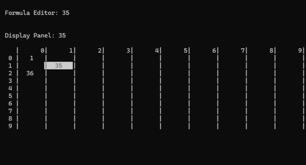 Terminal Spreadsheet